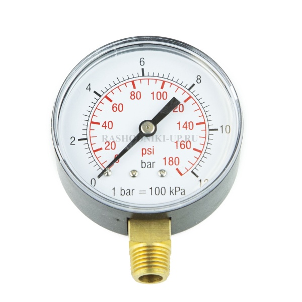 Манометр с двойной шкалой D 210/3 12 бар 1/4"