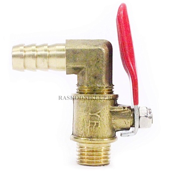 EC 80618 Вентиль шаровый 1/4" наружная резьба - 10мм елочка угловой