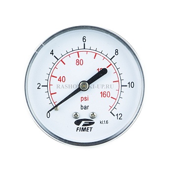 Манометр с двойной шкалой D 200/4 12 бар 1/4"