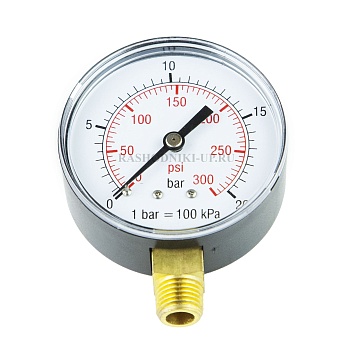 Манометр с двойной шкалой D 210/5 20 бар 1/4"